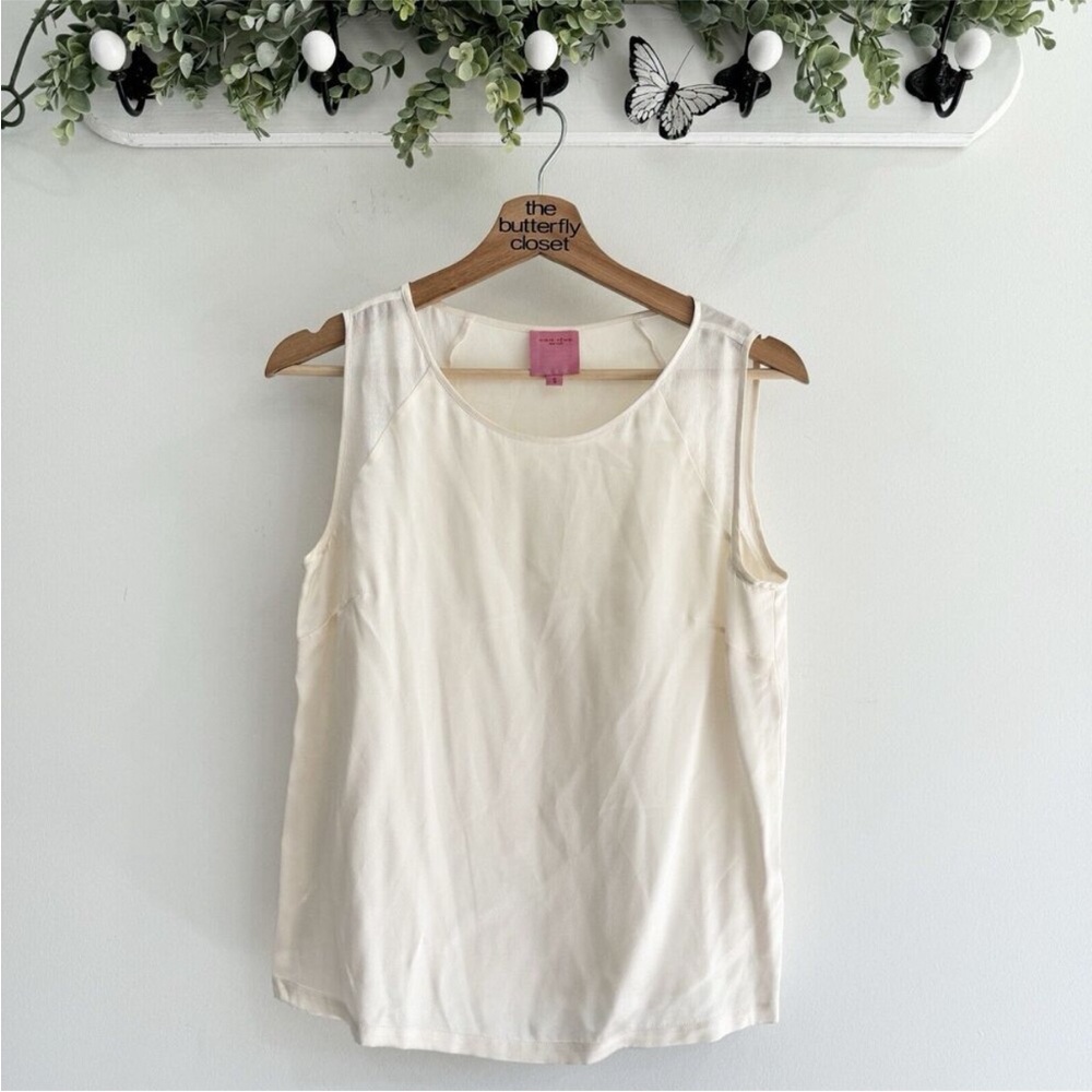 Han Feng designer Cream 100% Silk Sleeveless Blouse Small